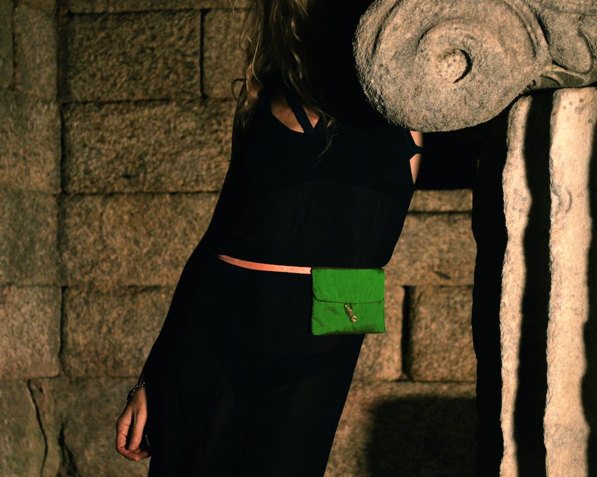 emerald green belly purse